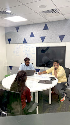 upGrad Ranchi office - student and parents with the counselling team after their study abroad session